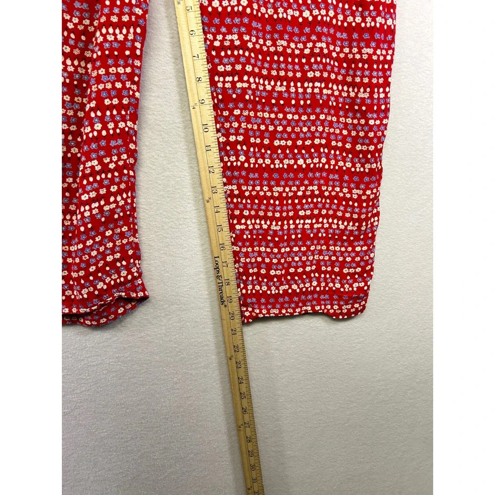 Volange Collection Red‎ Floral Print Cropped Pants Size Large